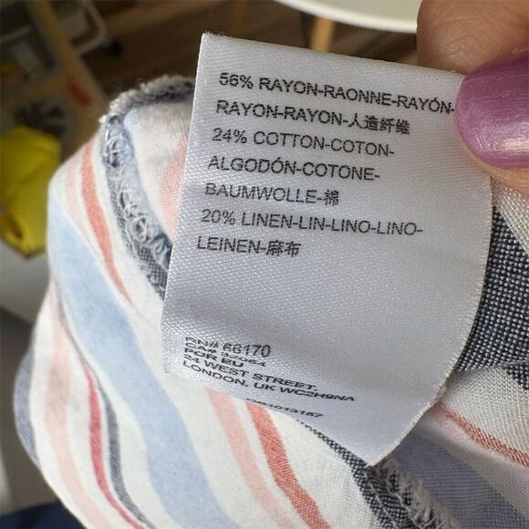 Anthropologie Maeve XL Multicolor Striped Linen Blend ButtonUp Shirt Long Sleeve - Picture 5 of 7